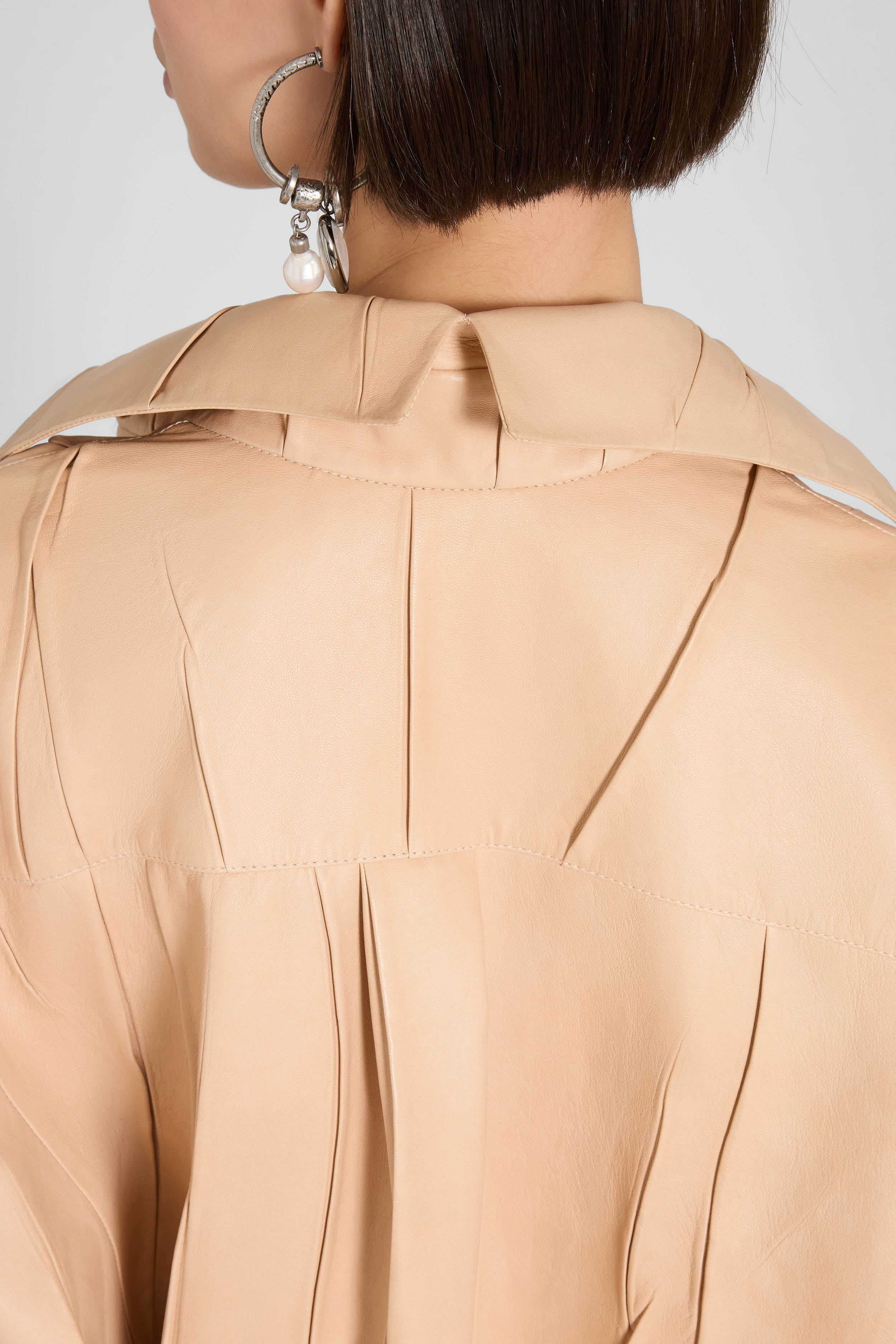 Plissé leather shirt-jacket - Image 3