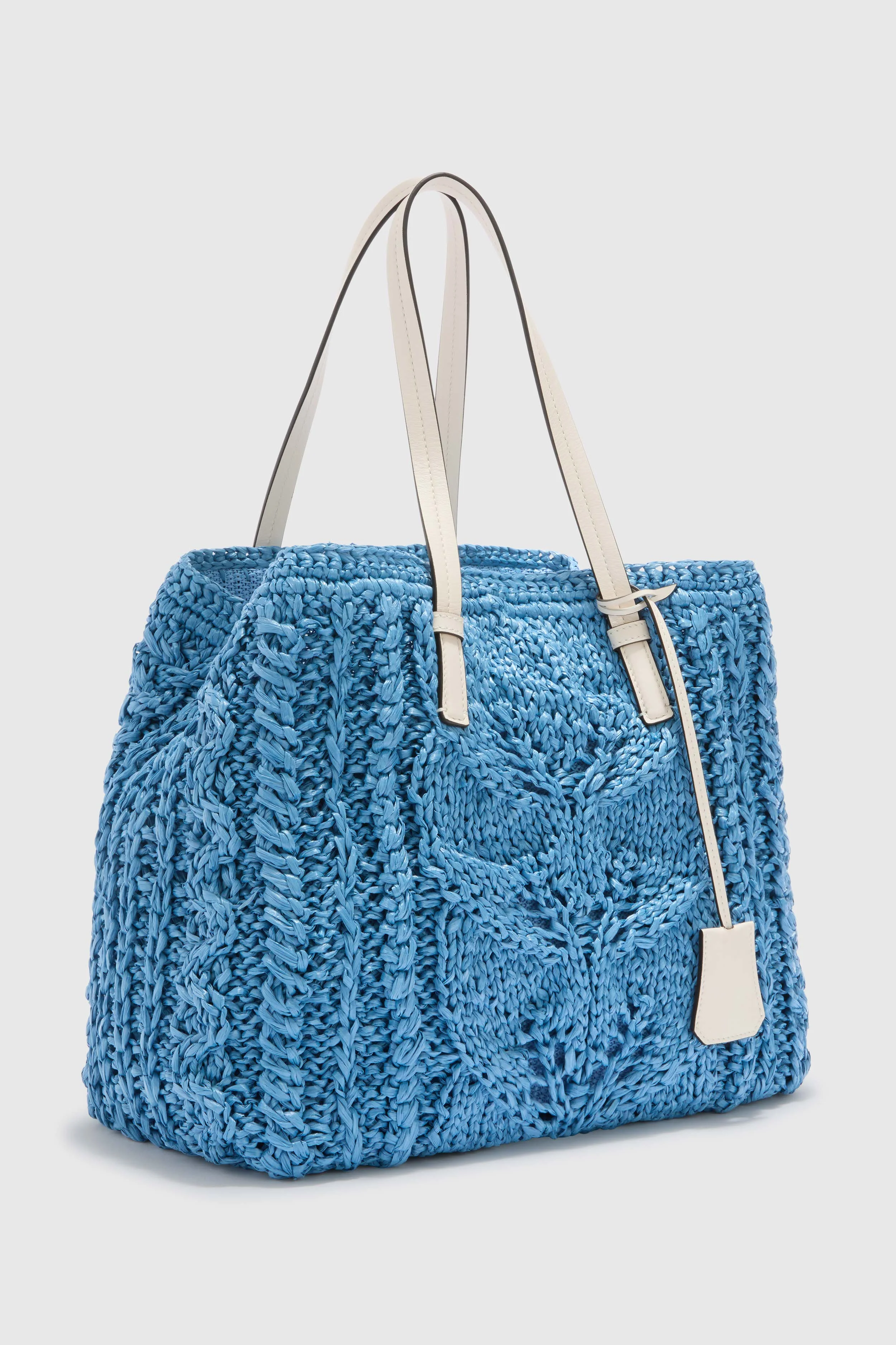 Powder blue raffia shopper - Image 3