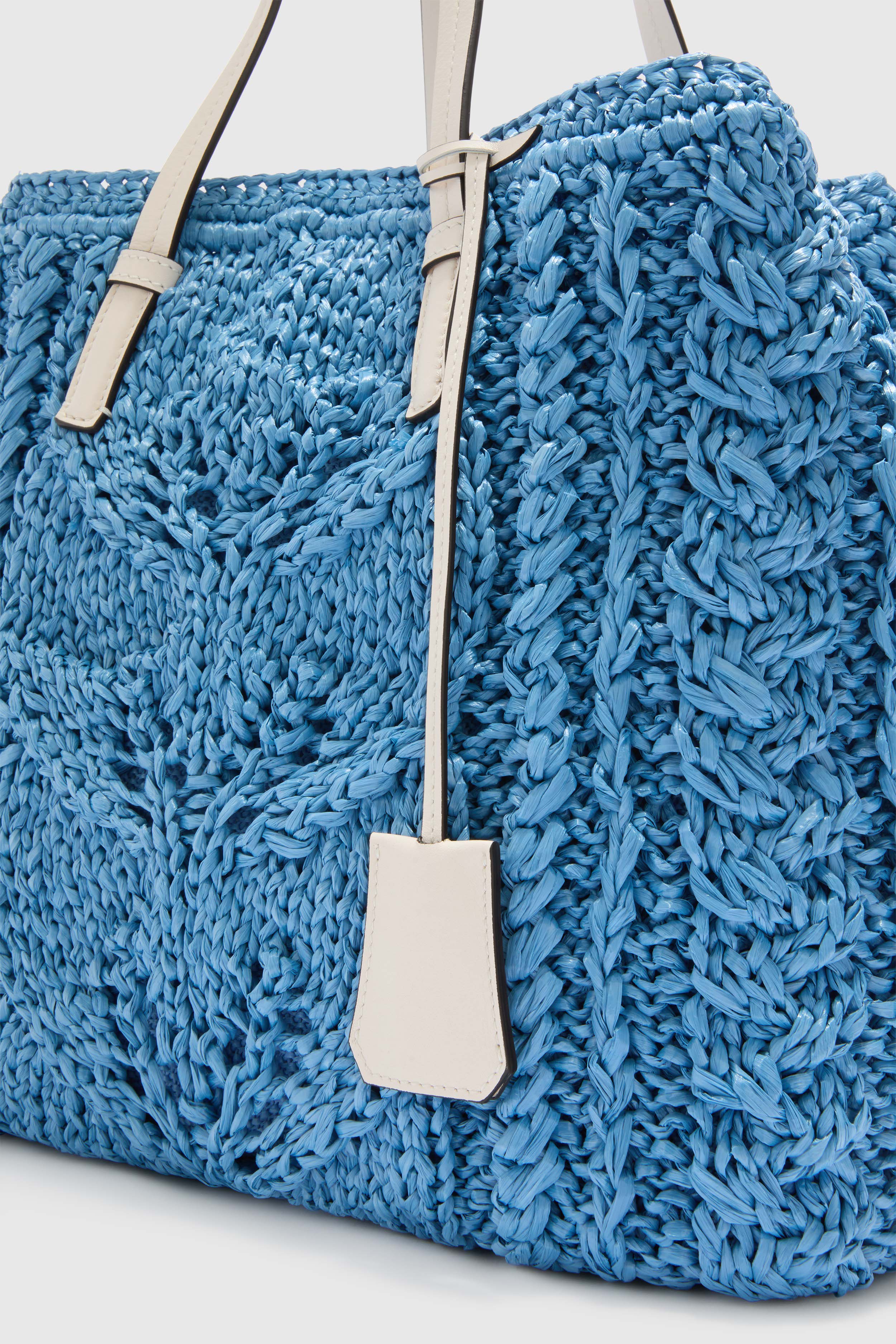 Powder blue raffia shopper - Image 4