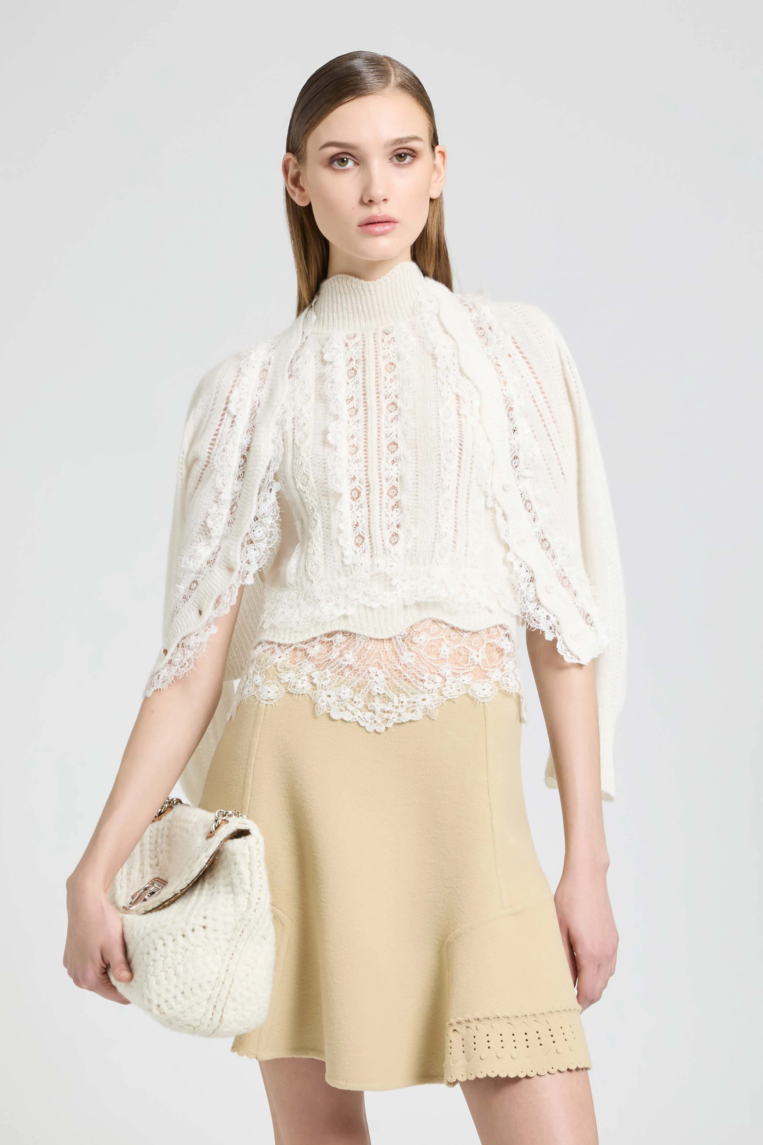 Pure cashmere halter top with valencienne lace - Image 4