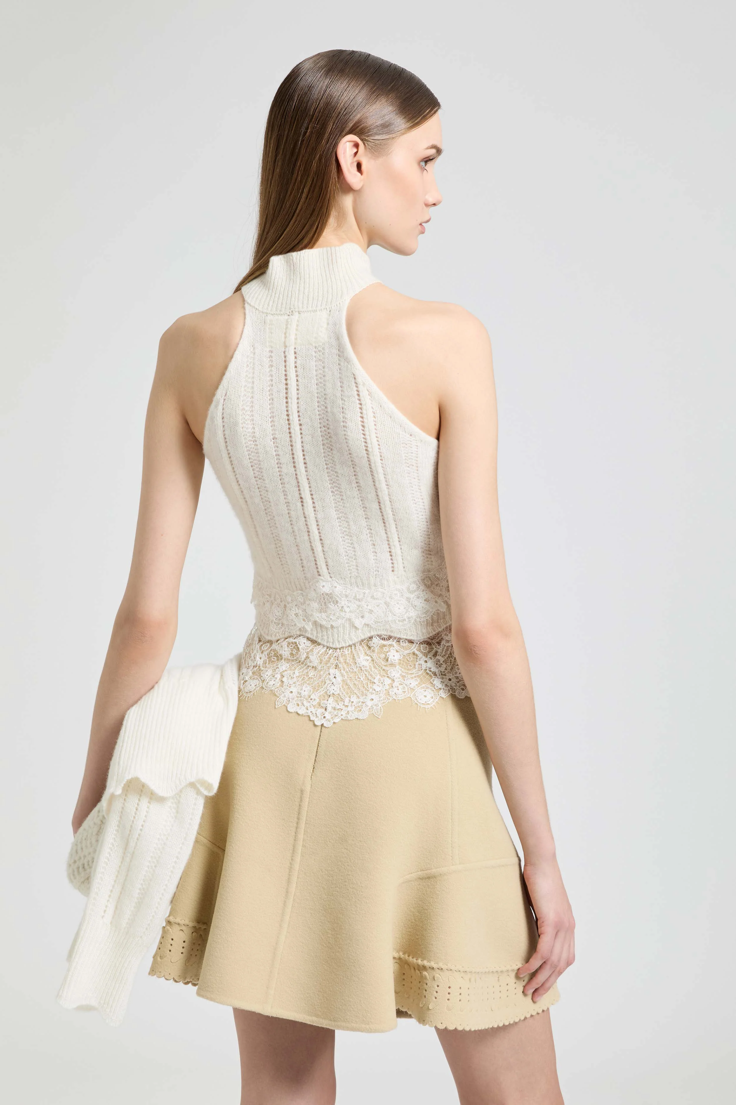 Pure cashmere halter top with valencienne lace - Image 5