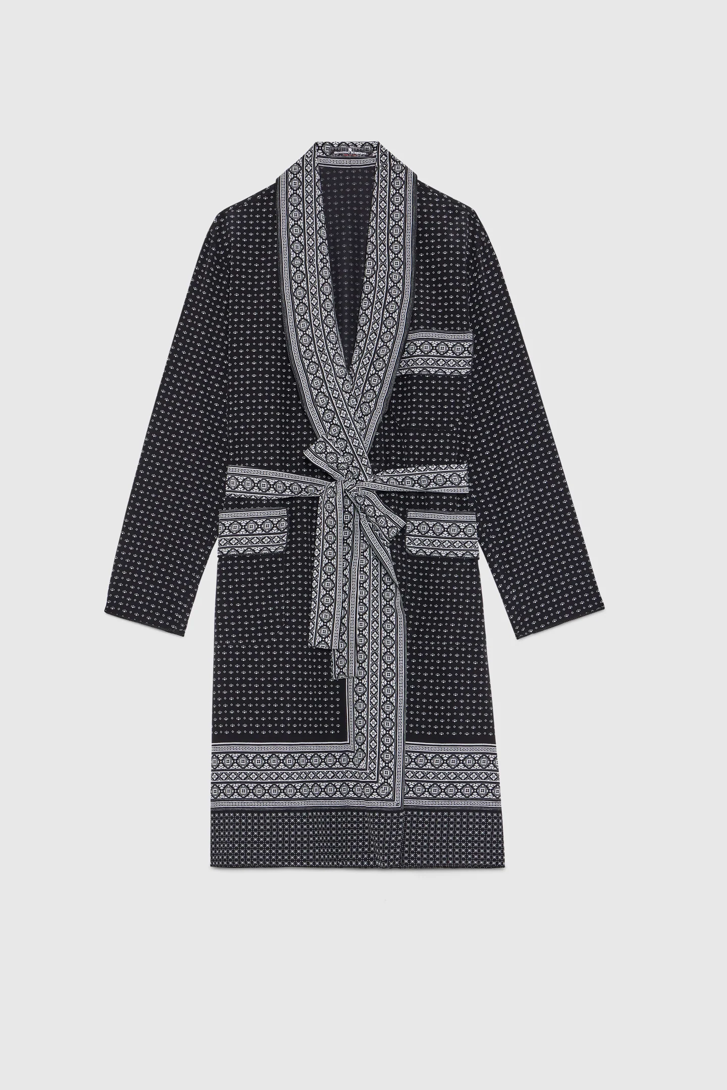 Pure silk kimono with bandana print and belt