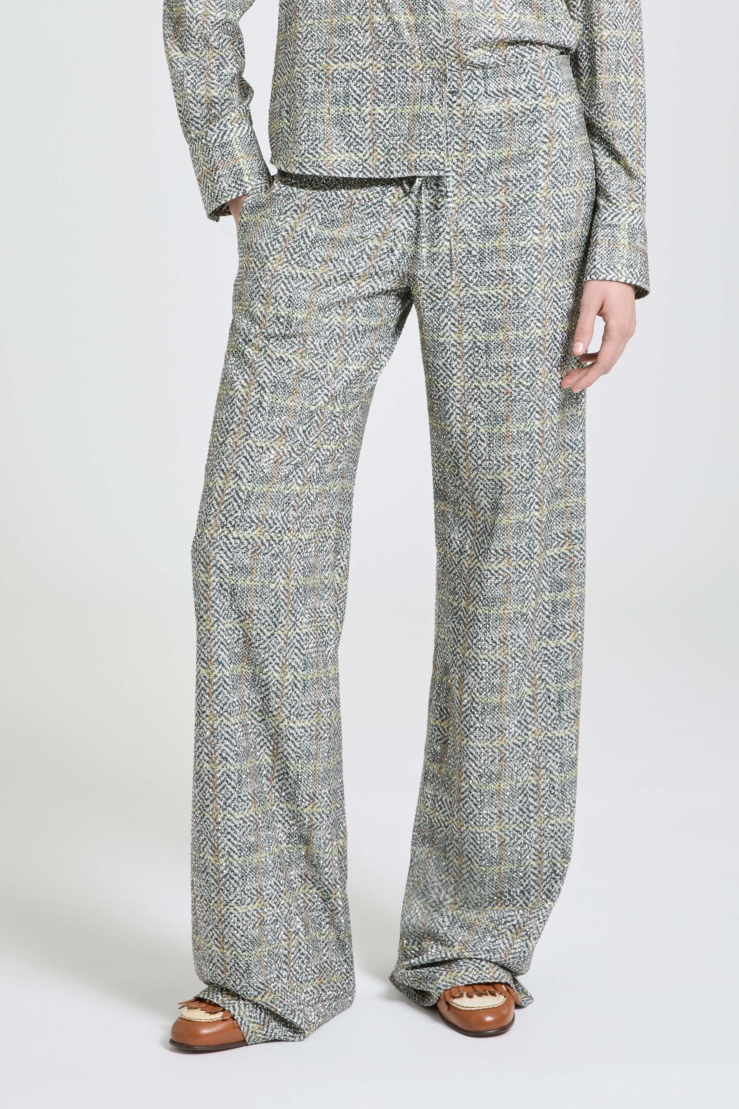 Relaxed tailored trousers in resca-print marocain with tonal crystals - Image 3