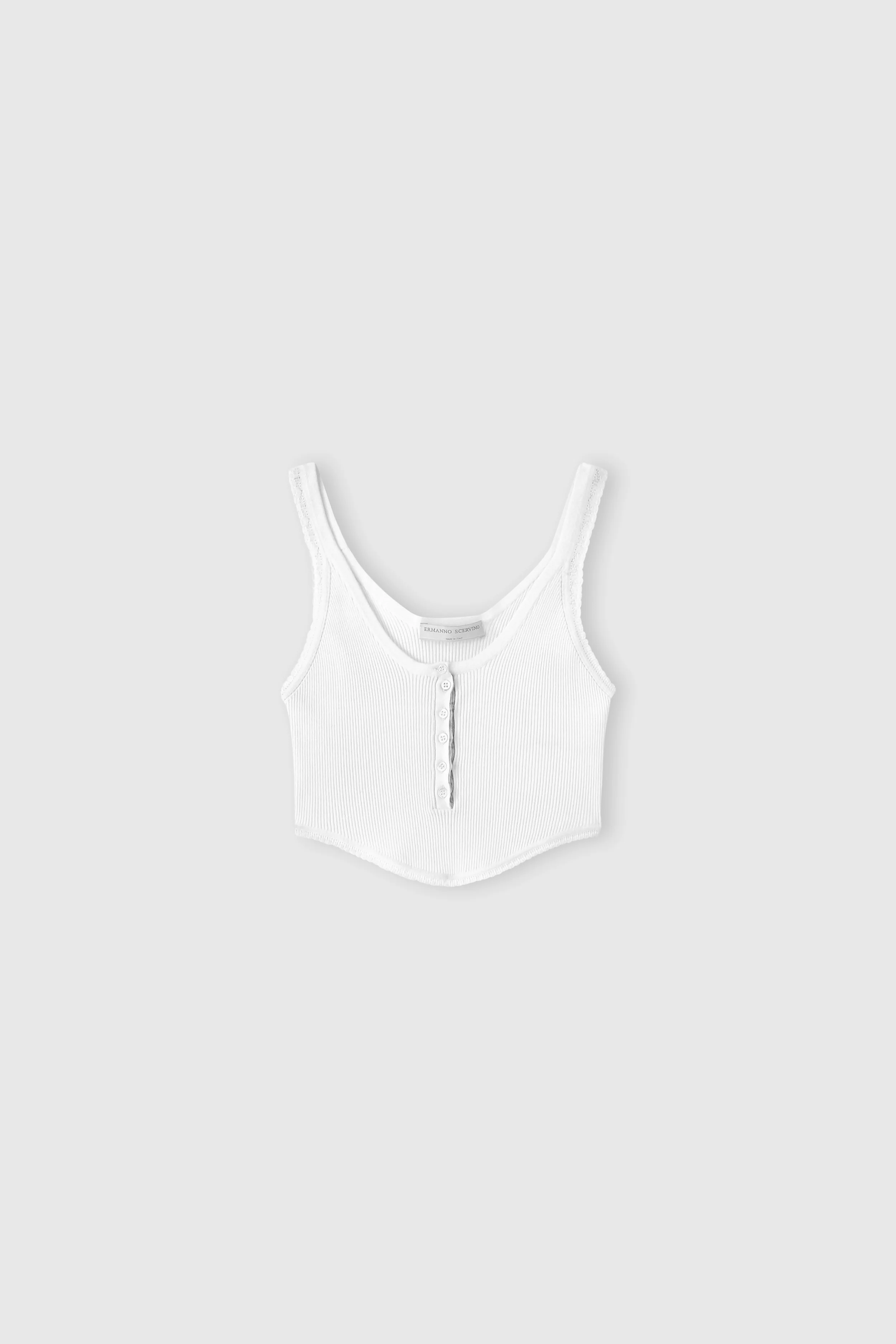 Ribbed viscose-blend tank top with central buttons