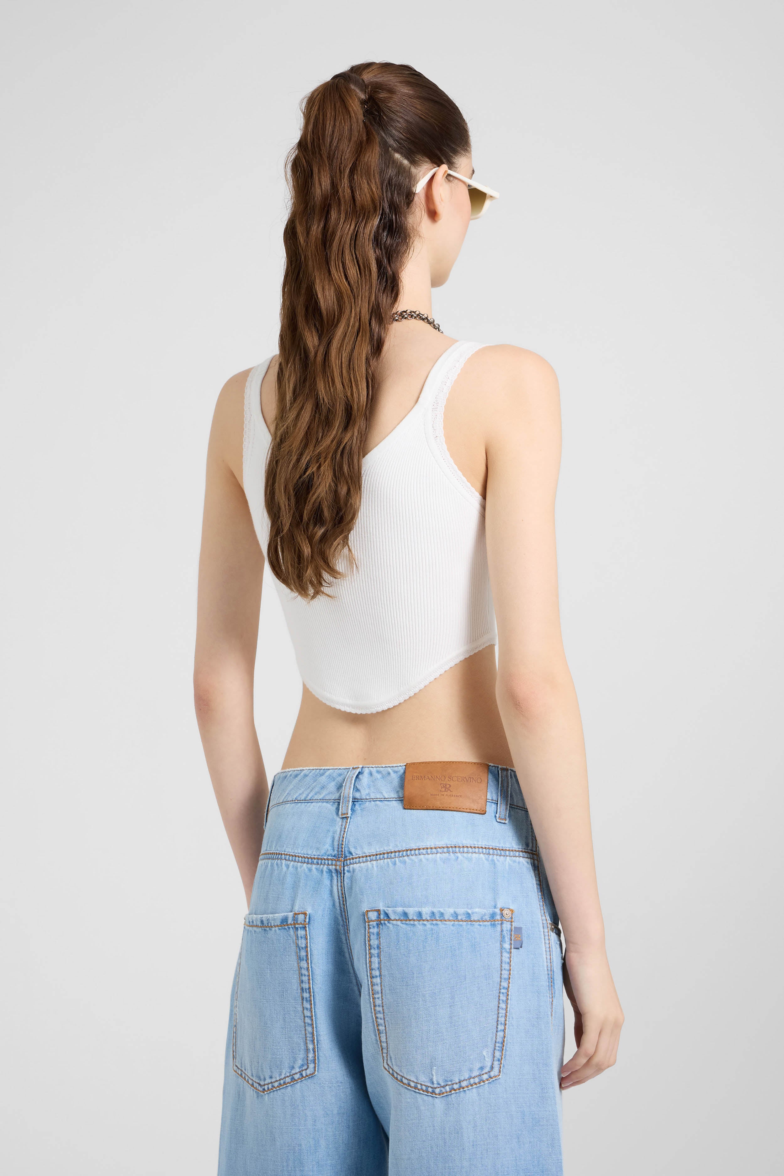 Ribbed viscose-blend tank top with central buttons - Image 5