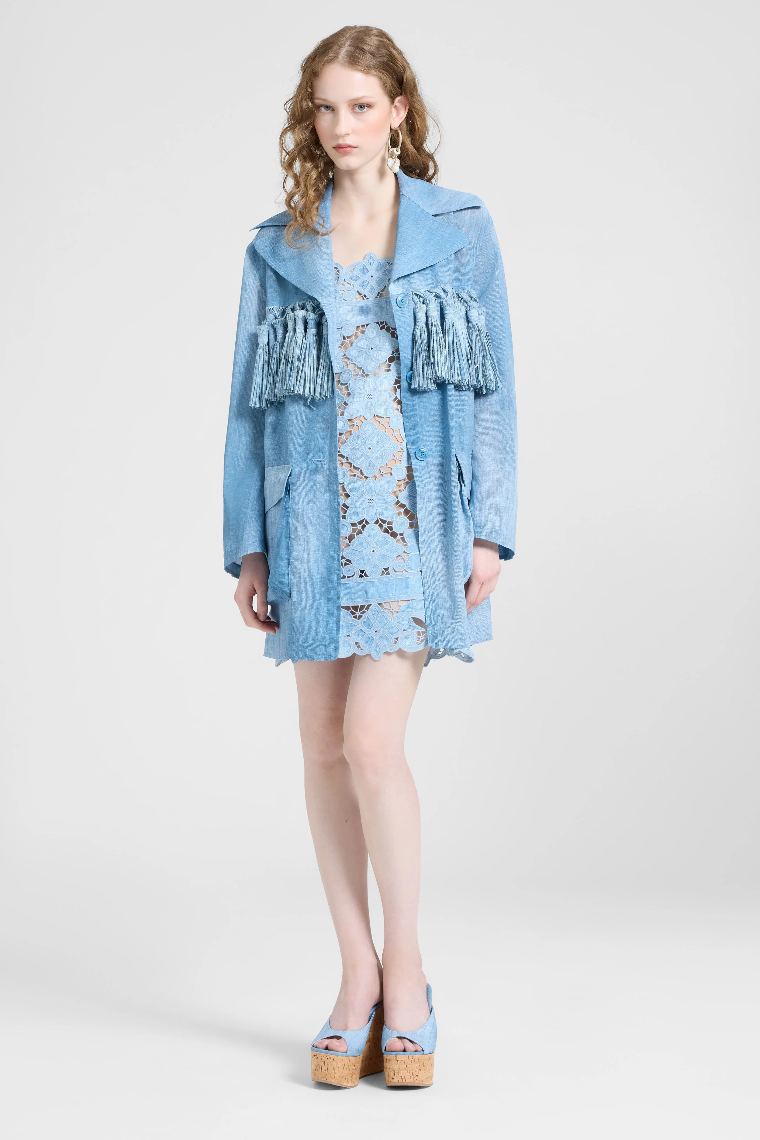 Short dress with maiolica cutwork - Image 3