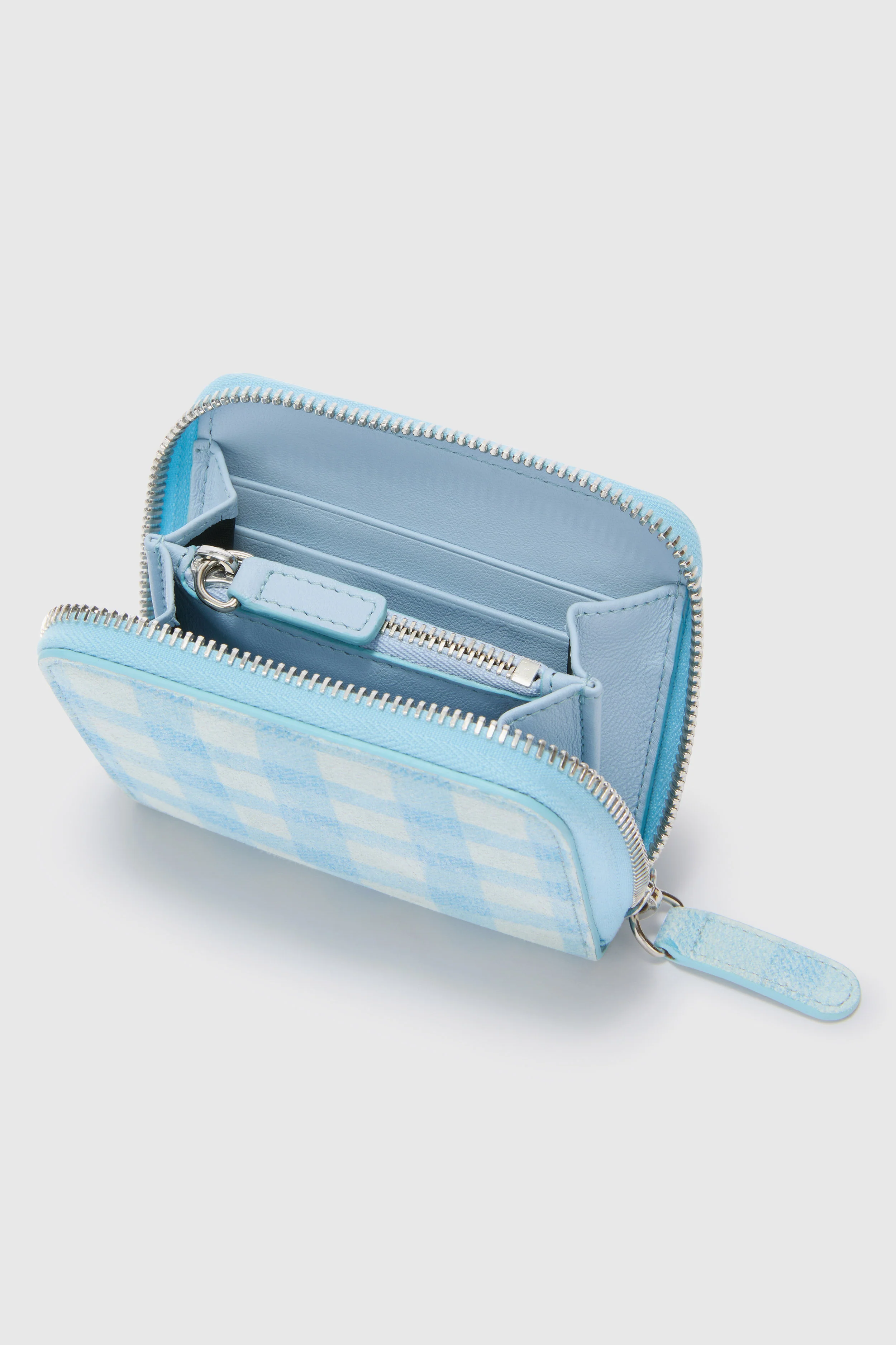 Small Ziparound Wallet in Vichy Printed Suede - Image 3