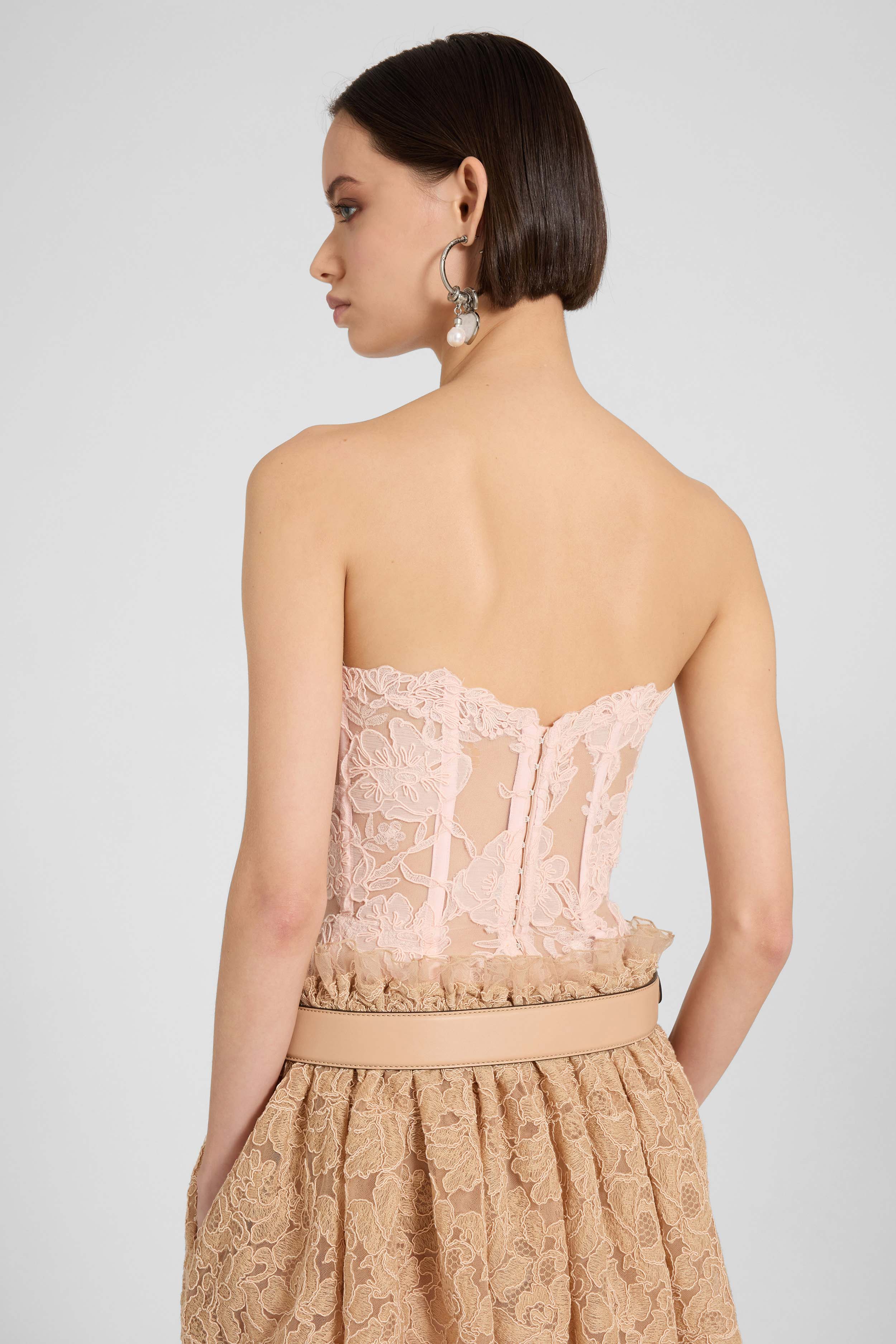 Structured bustier top in rebrodé lace - Image 5