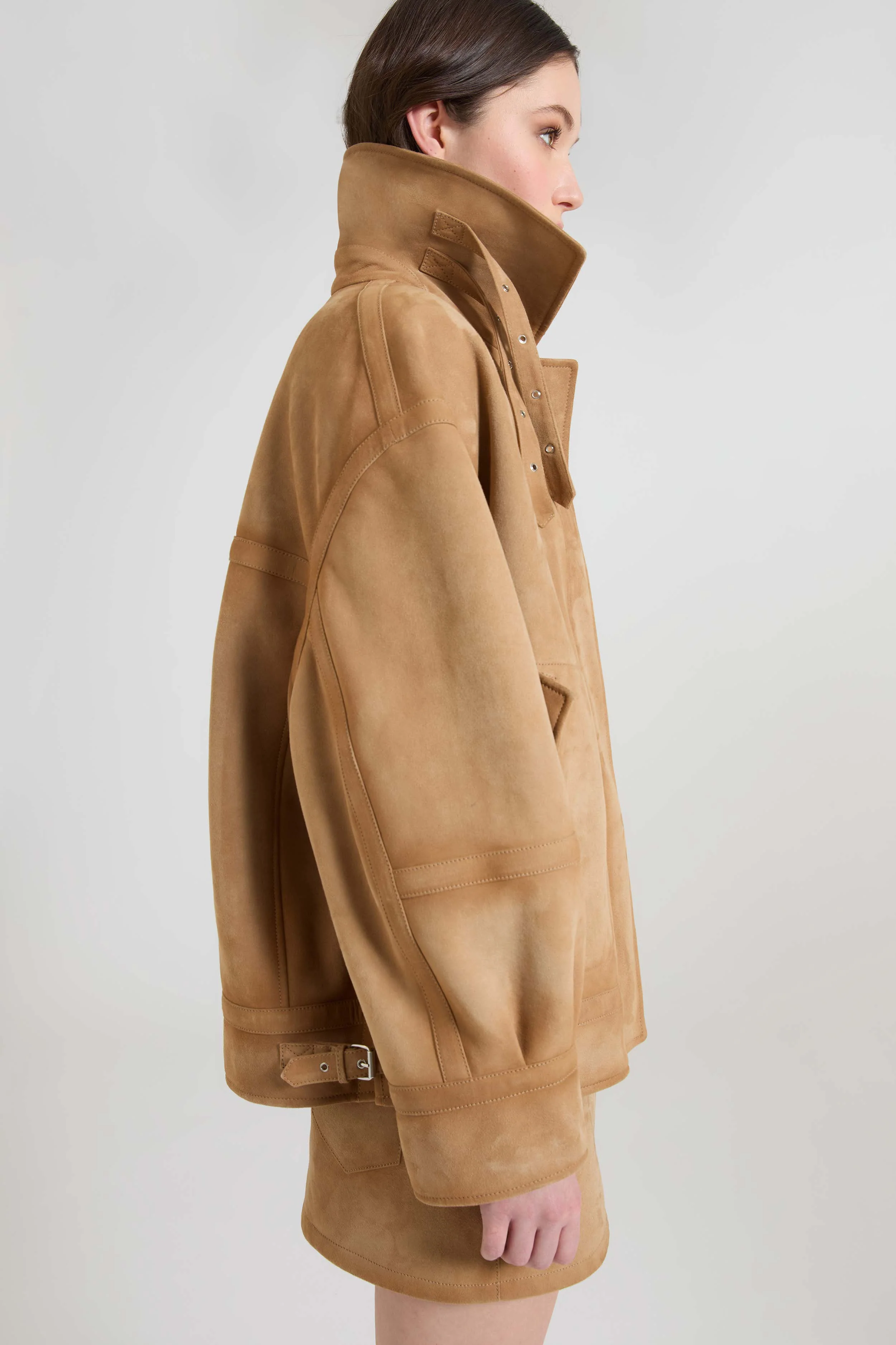 Suede bomber aviator jacket with heritage detailing - Image 4