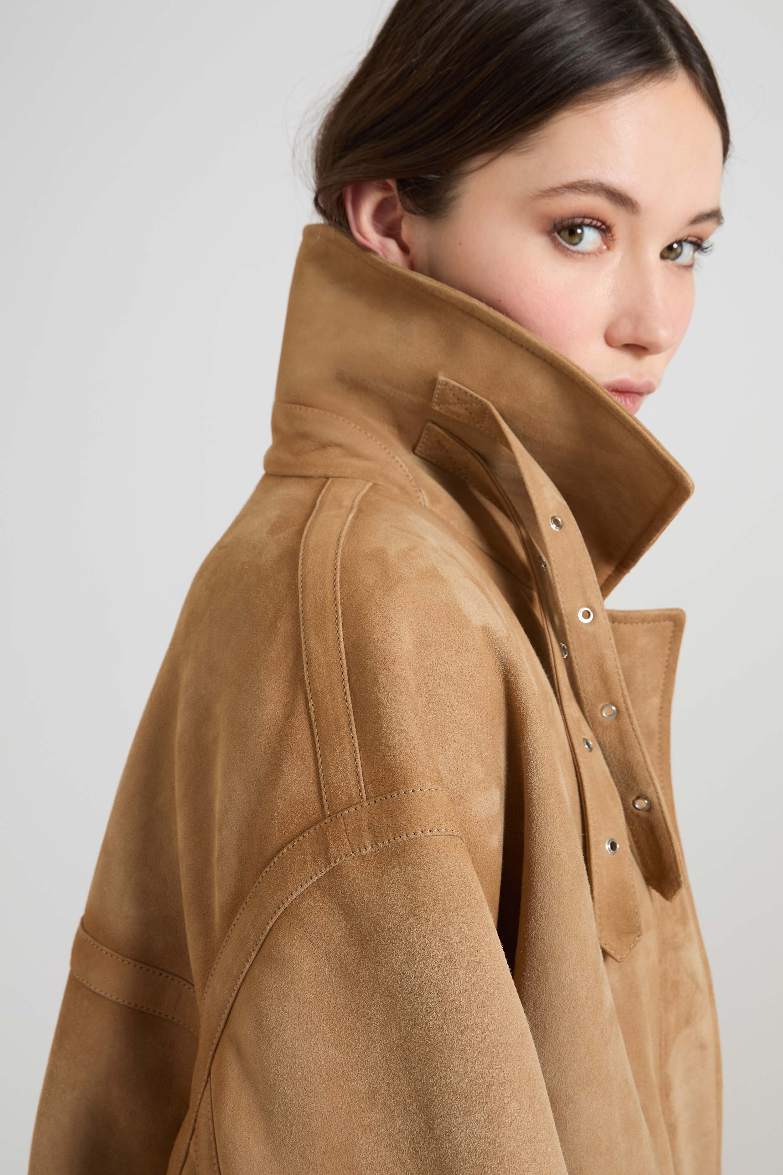 Suede bomber aviator jacket with heritage detailing - Image 5
