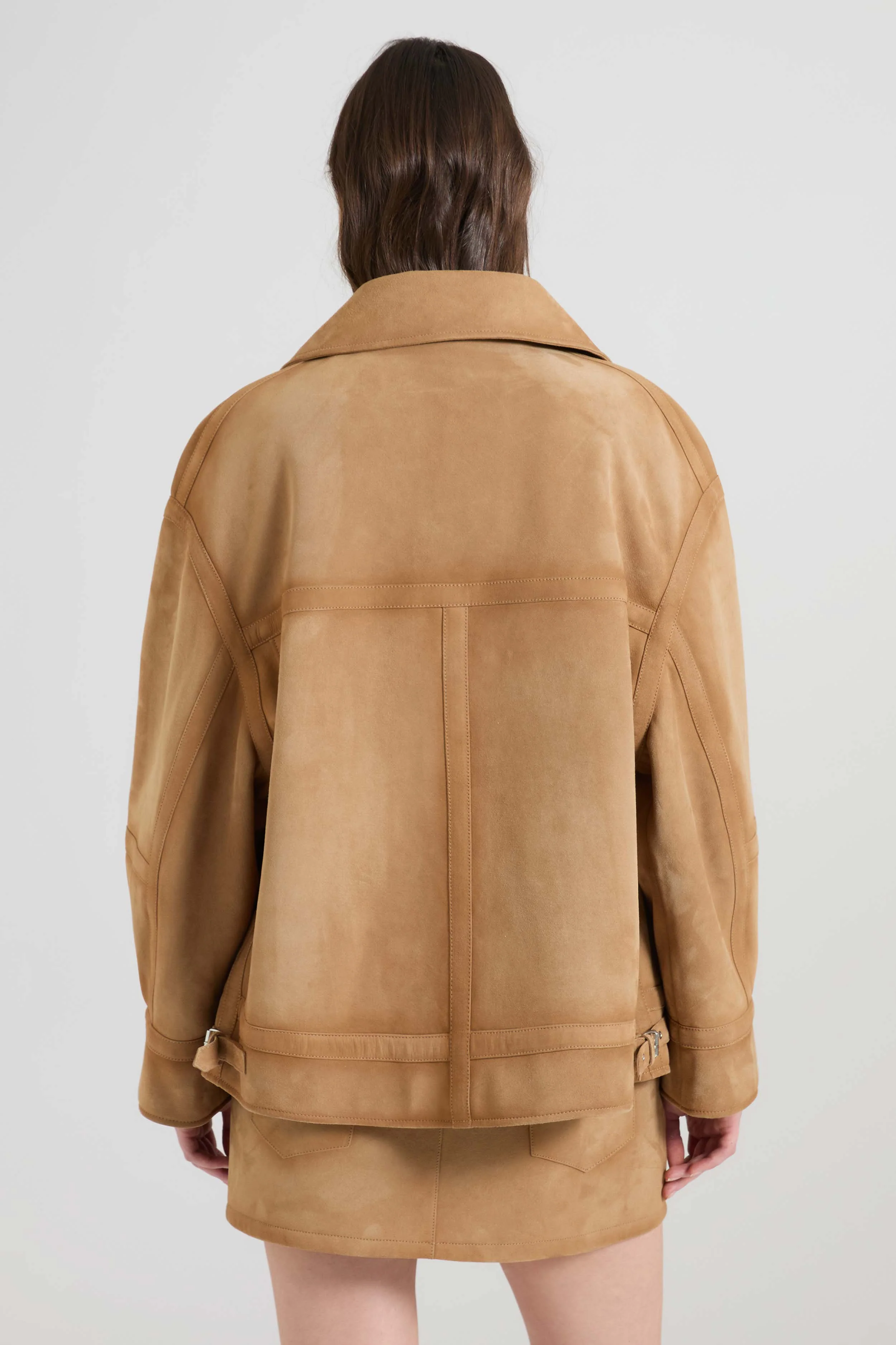 Suede bomber aviator jacket with heritage detailing - Image 6