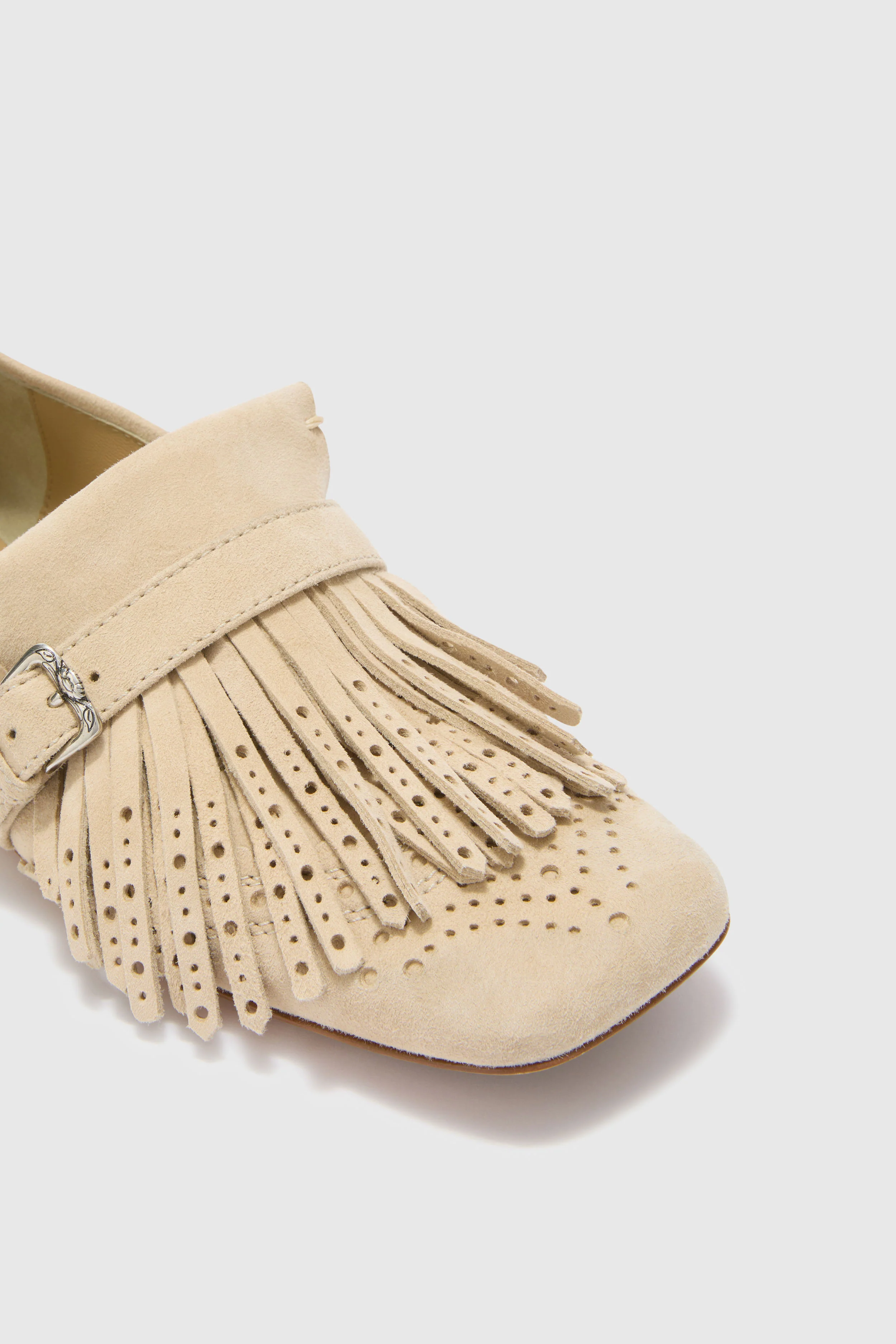 Suede College loafer with fringes and daisy buckle - Image 3
