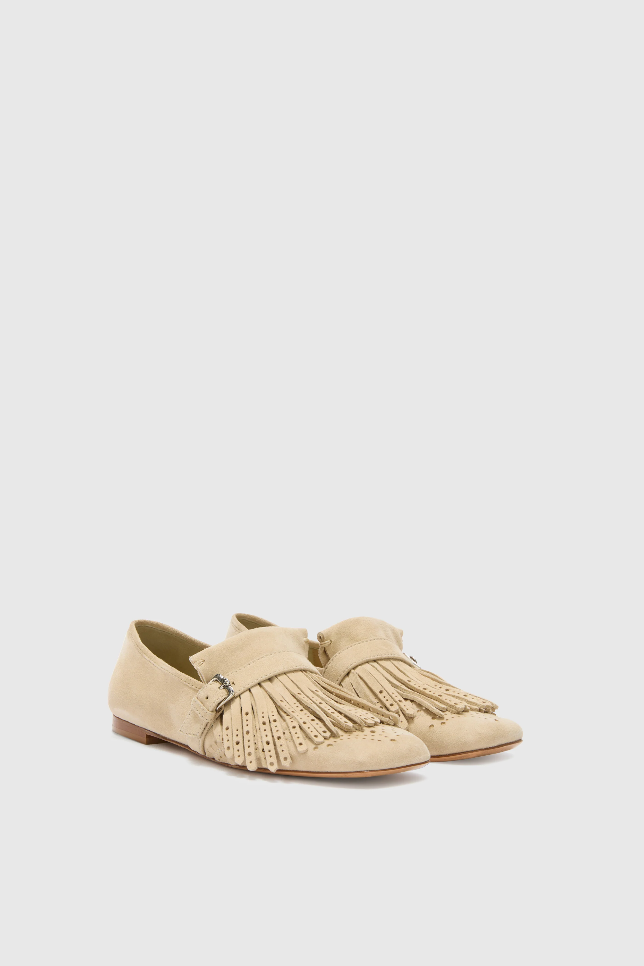Suede College loafer with fringes and daisy buckle - Image 4
