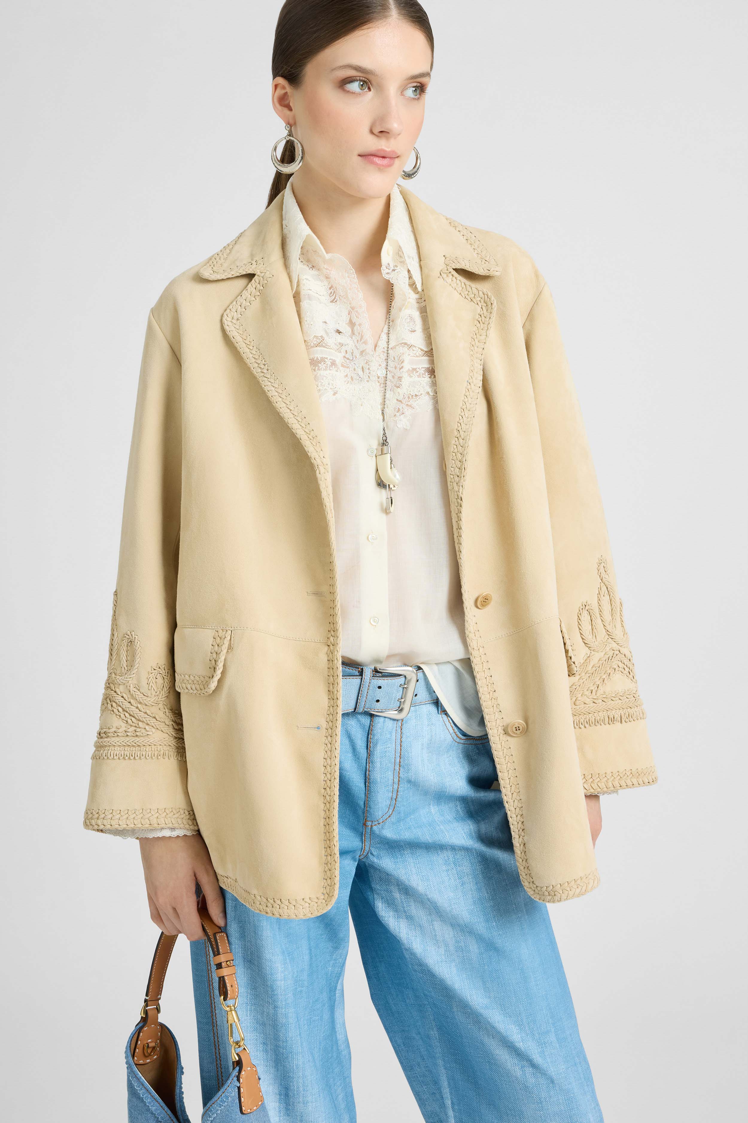 Suede jacket with hand-made embroidery - Image 3