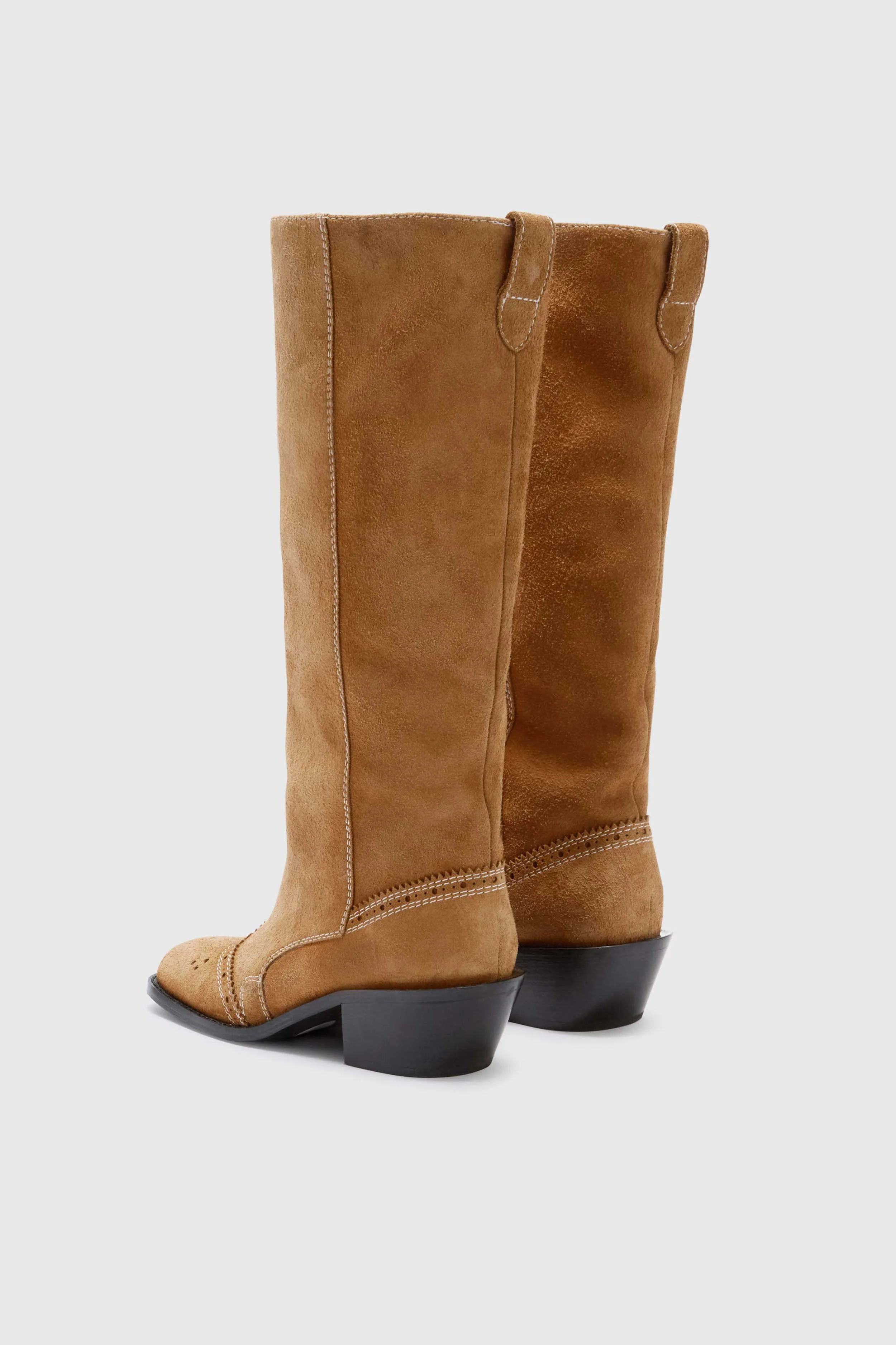 Tall shaded suede boots with brogue detailing - Image 3