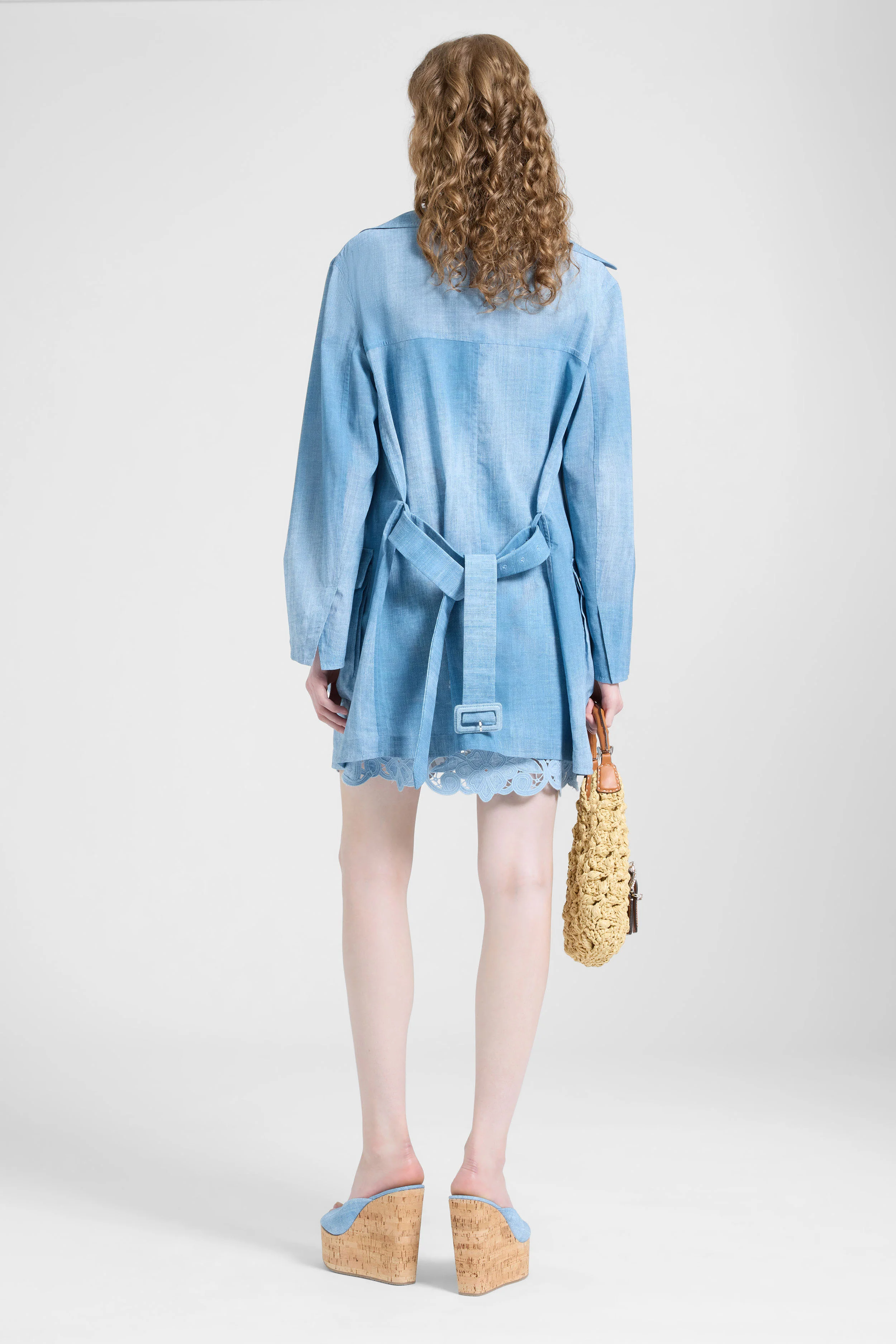 Technical georgette safari jacket with denim print - Image 5