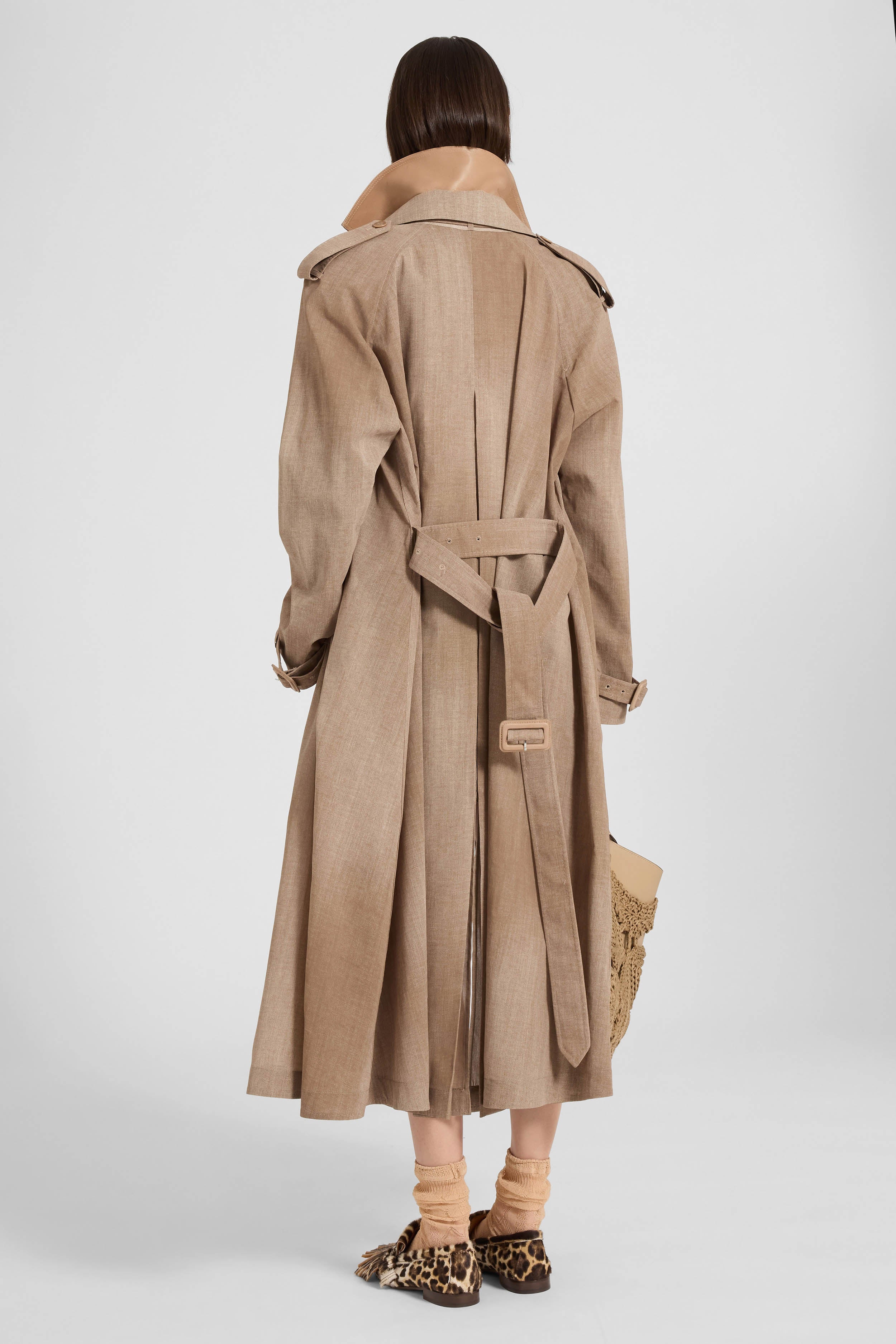 Technical georgette trench with denim print - Image 4