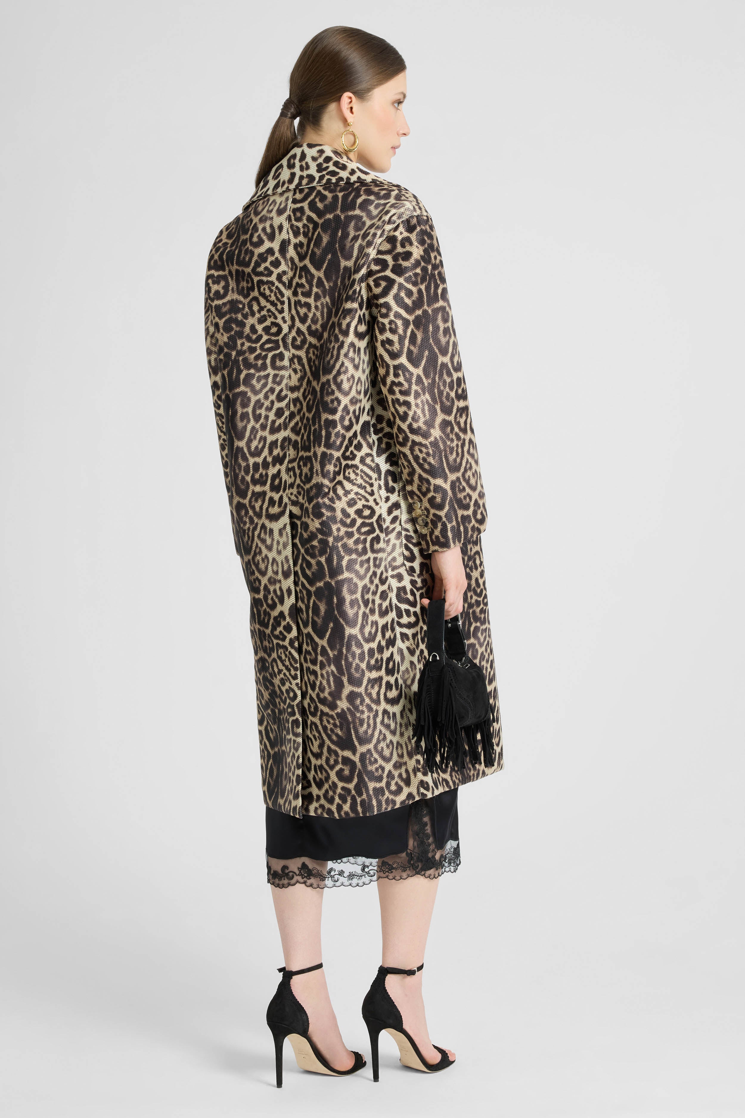 Technical mesh-effect coat with natural leopard print - Image 5