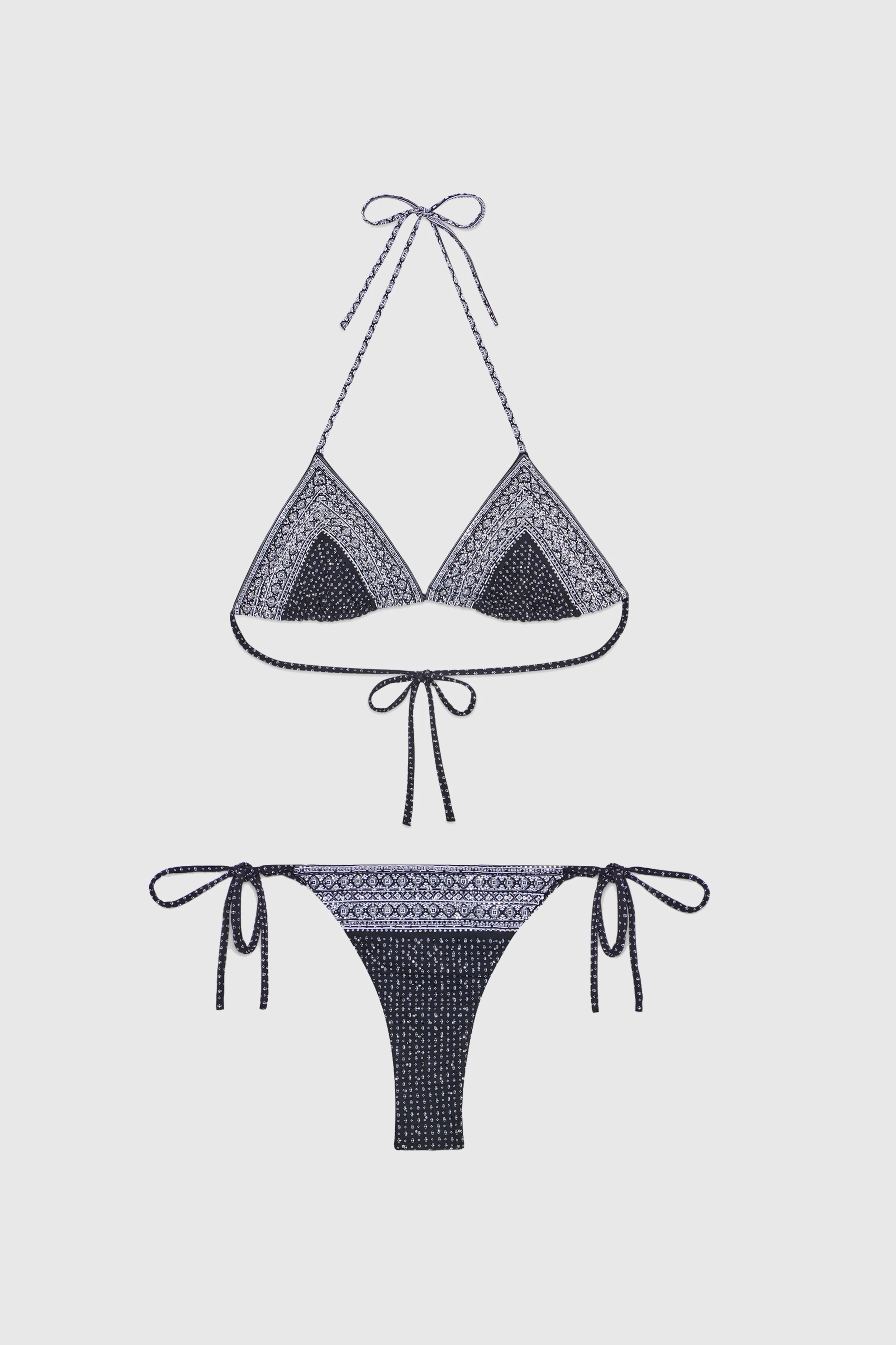 Thong bikini bottom with tie sides and bandana print - Image 2
