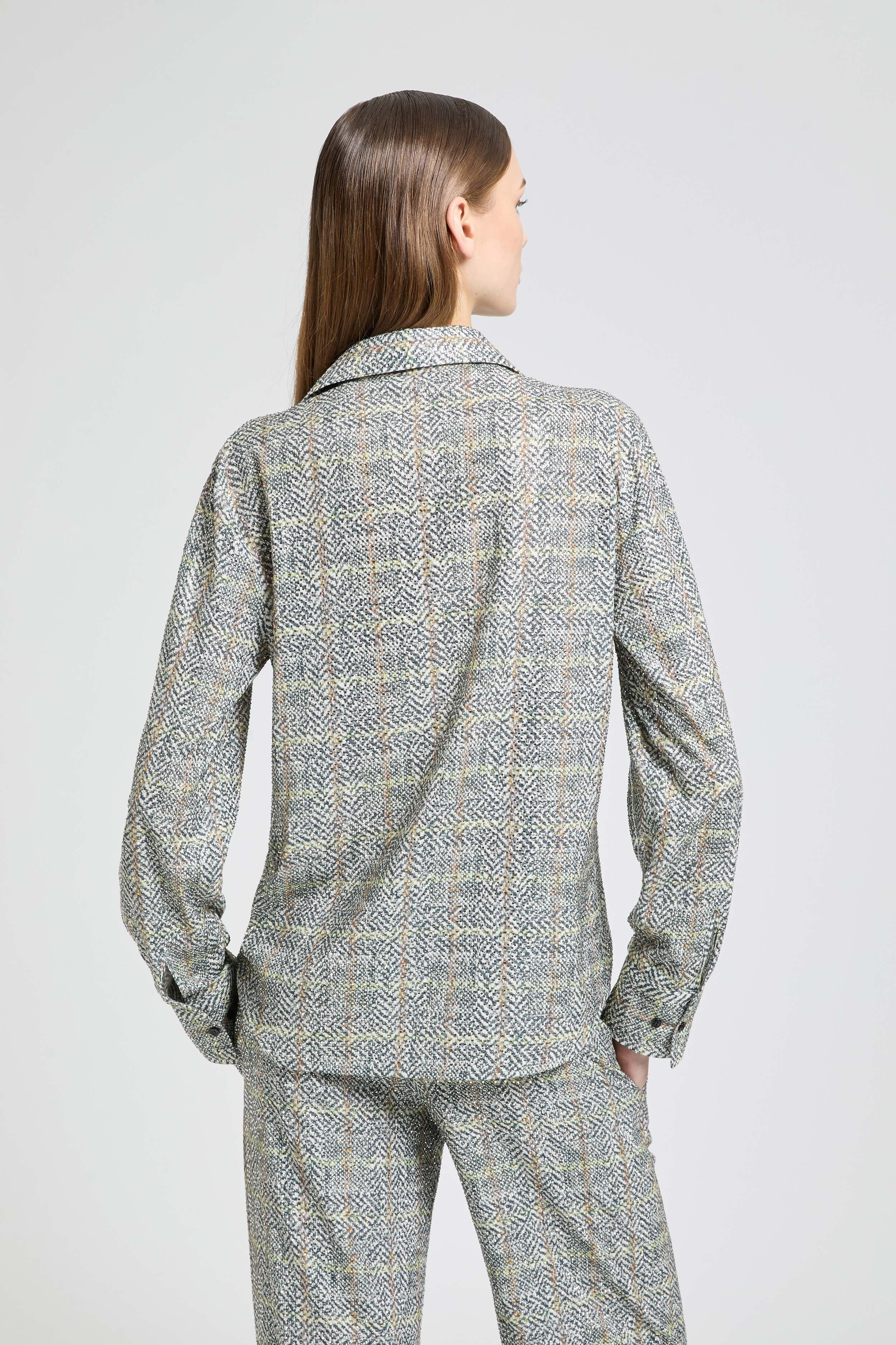 Viscose marocain shirt with resca print and tone-on-tone crystals - Image 5
