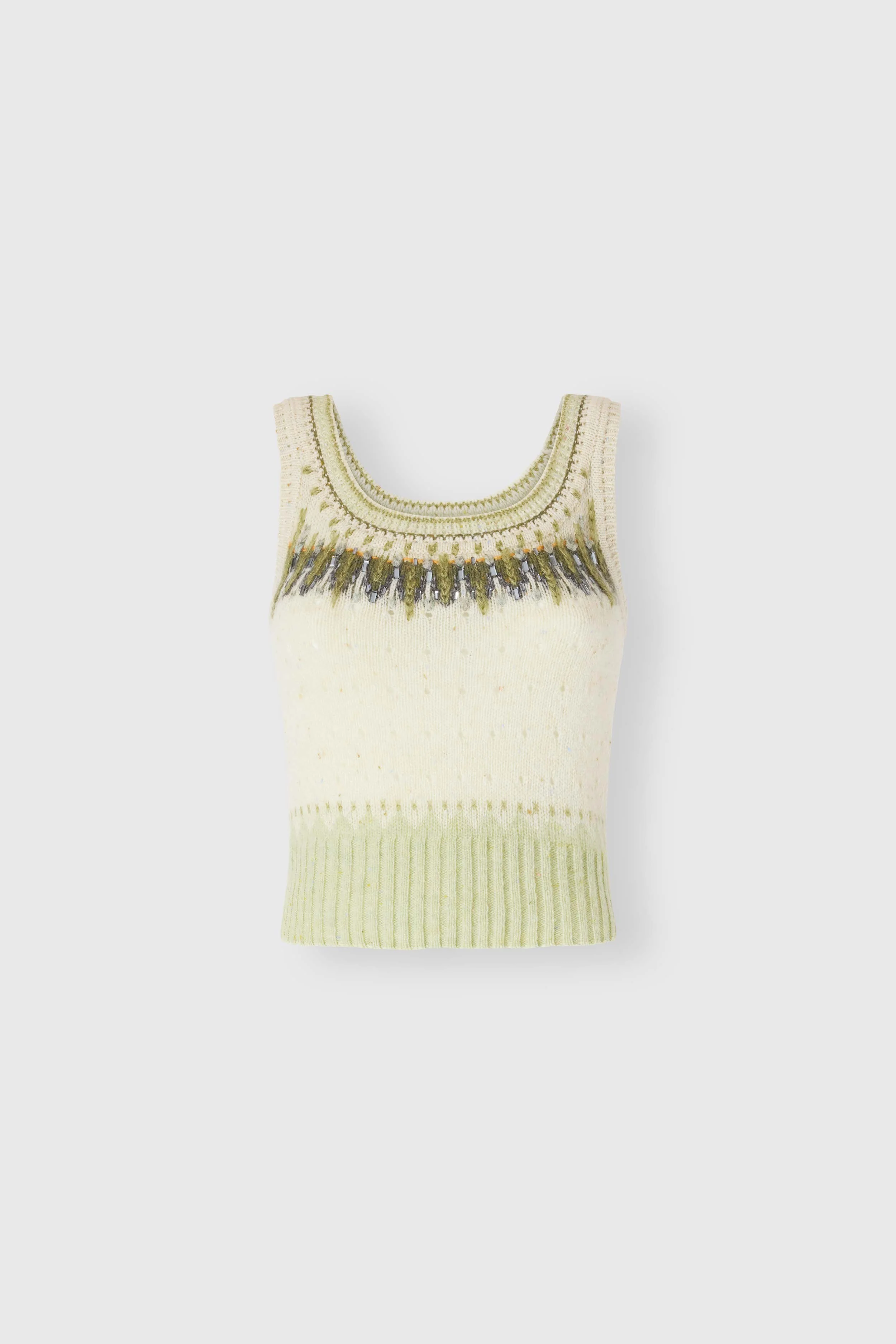 Wool, cashmere and silk jacquard top with Nordic motif
